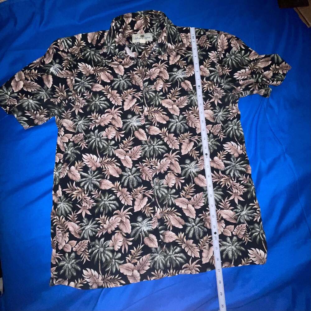 Island Shores Men's Tropical Leaf Print Short Sleeve Button Down Shirt Size S - Picture 5 of 8